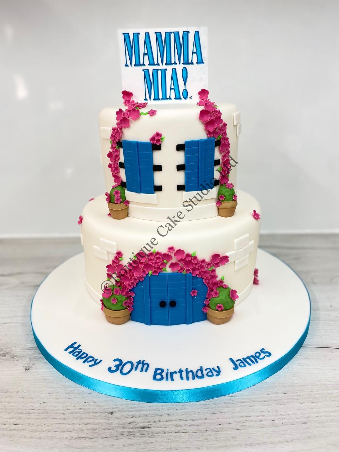 Mamma Mia themed stacked Cake
