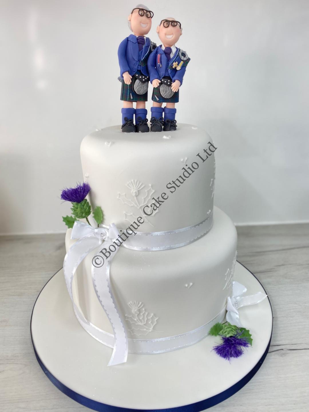 Kilts and Thistle themed Wedding Cake