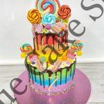 Rainbow Drip Cake with Lollipops