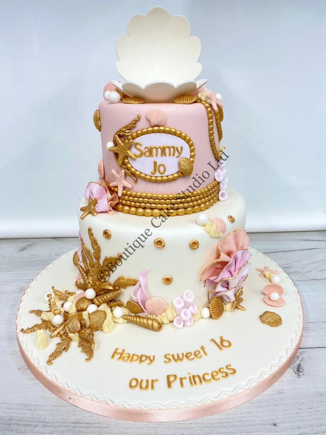 Pearls and Shells Stacked Cake