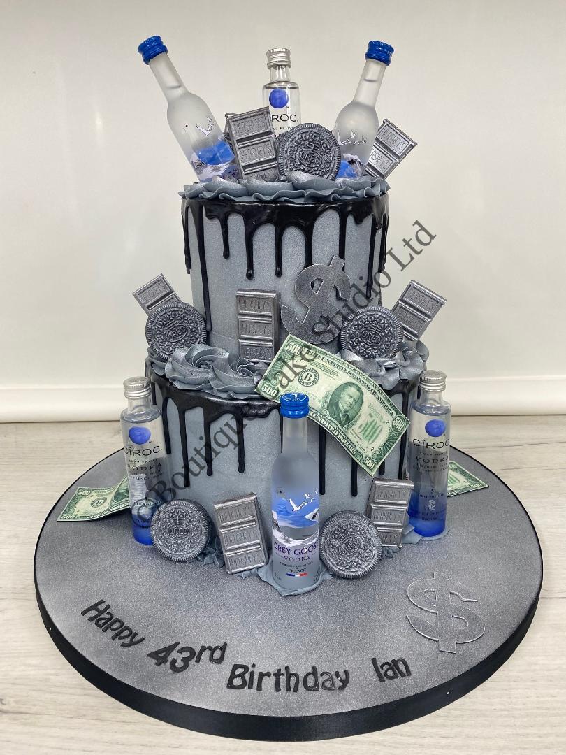 Silver Stacked Chocolate Drip Cake