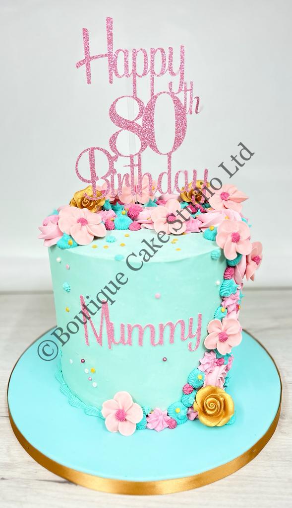 80th Birthday Pretty Buttercreamed Cake