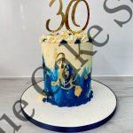 Blue & Gold Buttercream Cake
