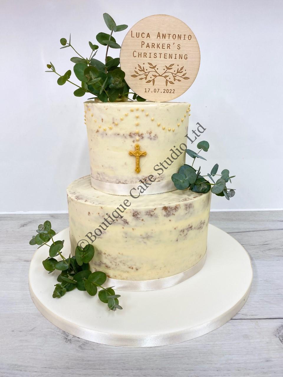 Semi Naked Christening Cake