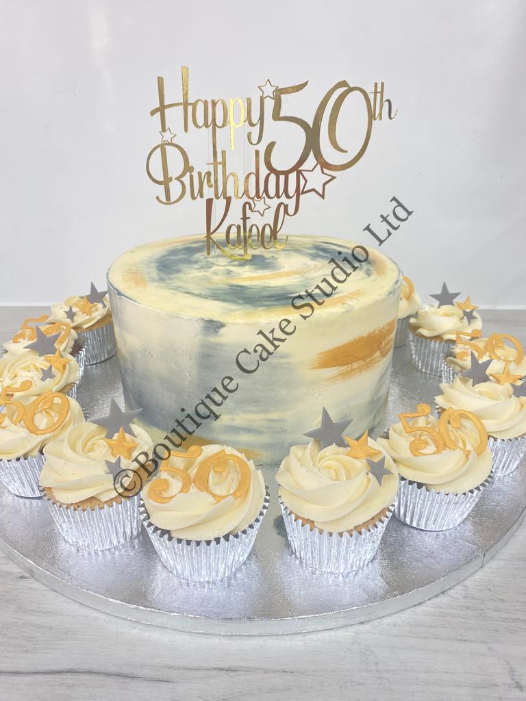 Gold & Silver Buttercream Cake
