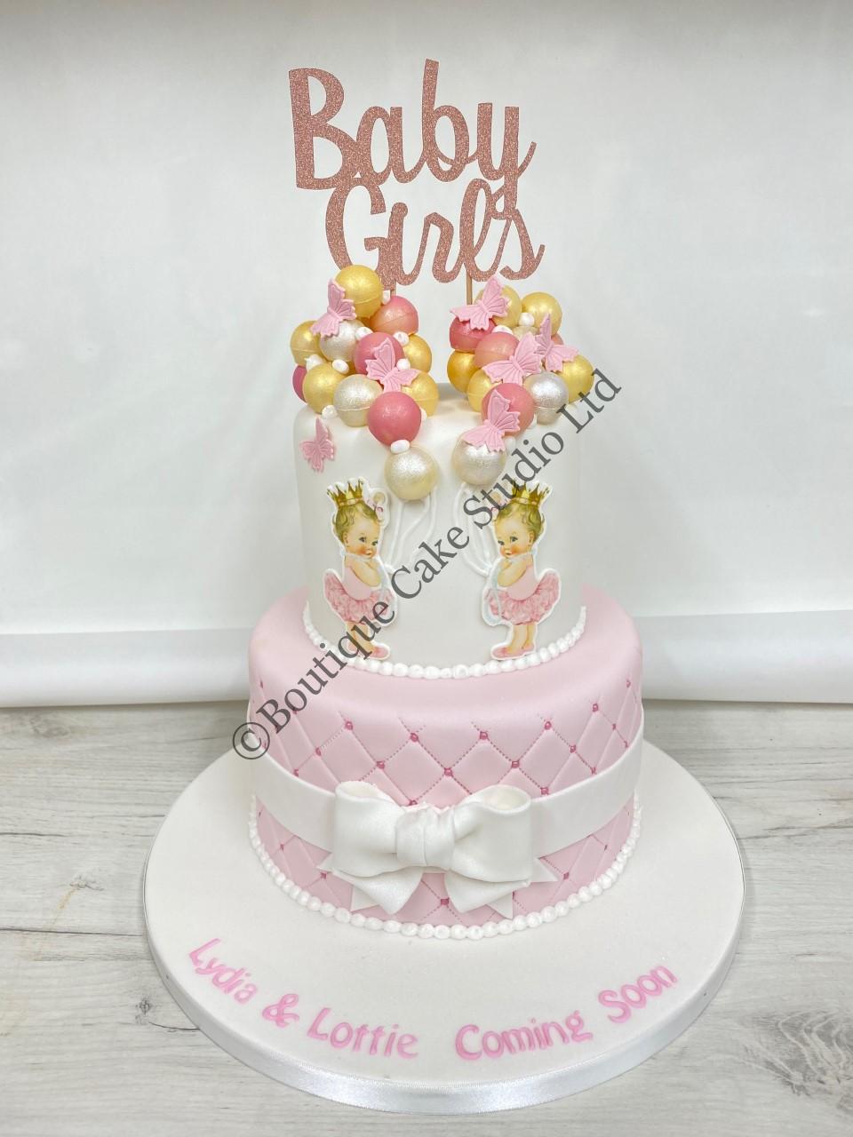 Twin Girls Baby Shower Cake